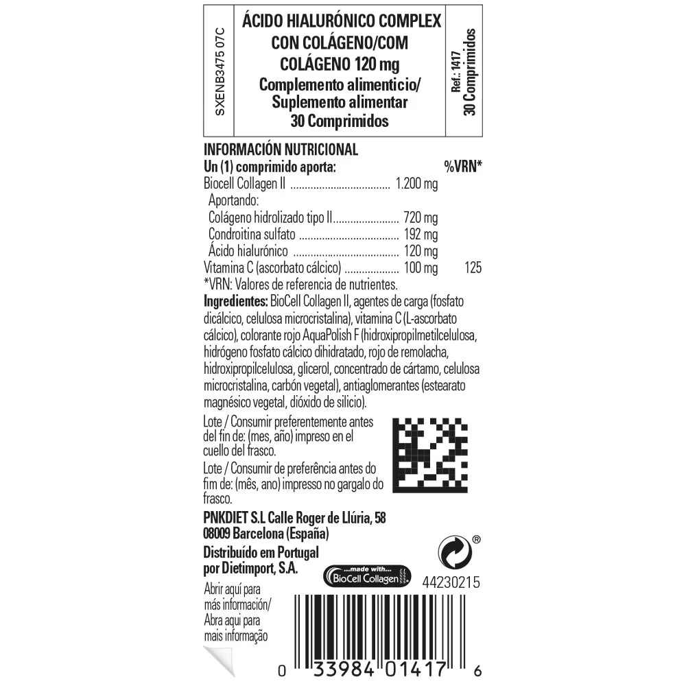 Ácido Hialurónico Complex con Colágeno 120mg - 30 comprimidos