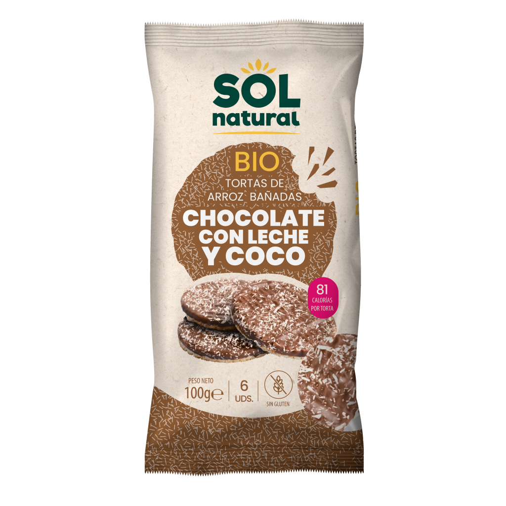 Tortas de Arroz Bañadas con Chocolate y Coco Bio