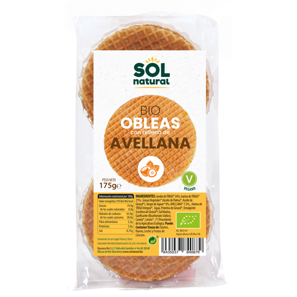Obleas con Avellanas Bio 175gr