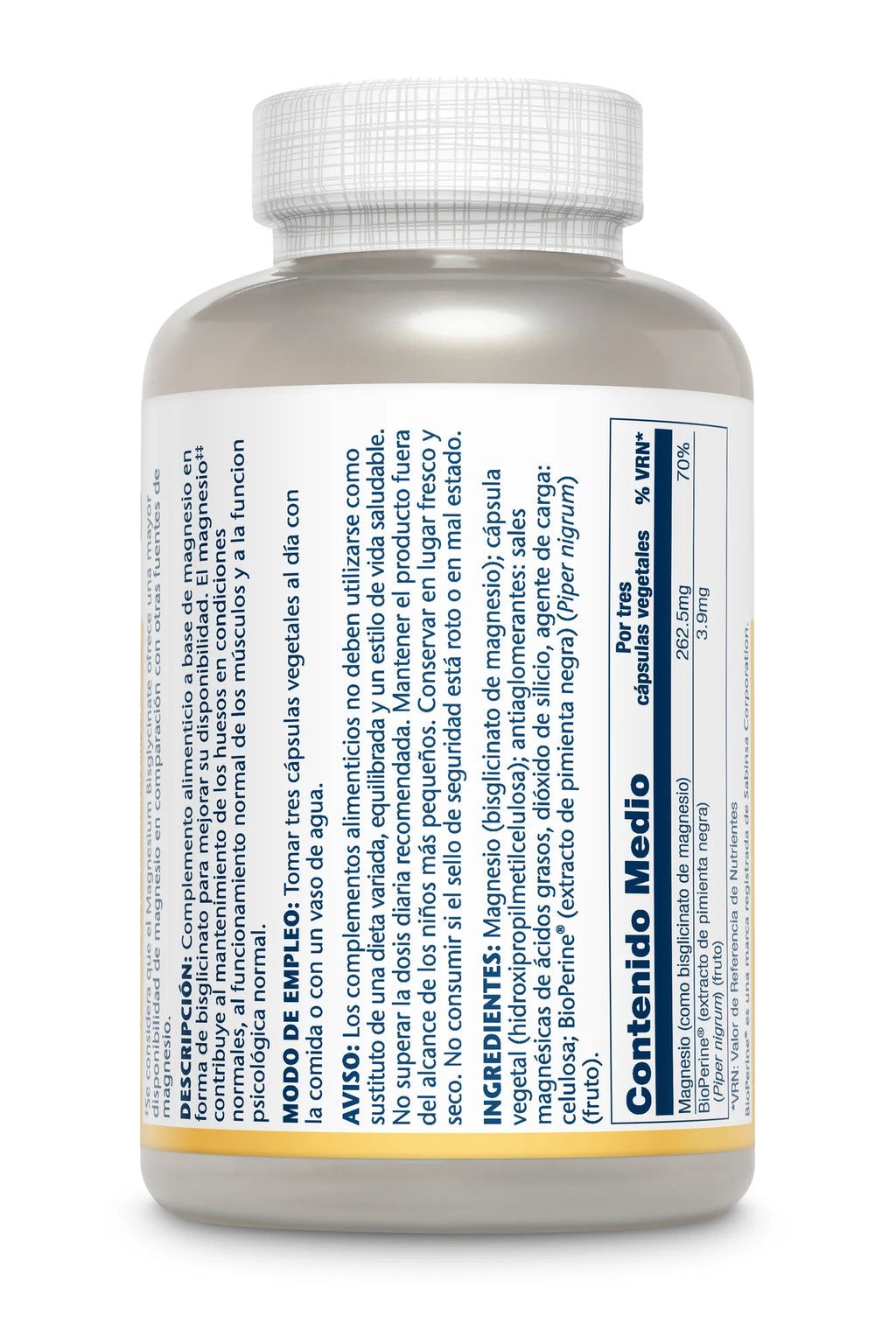 Magnesio Bisglicinato - 120 Capsulas vegetales