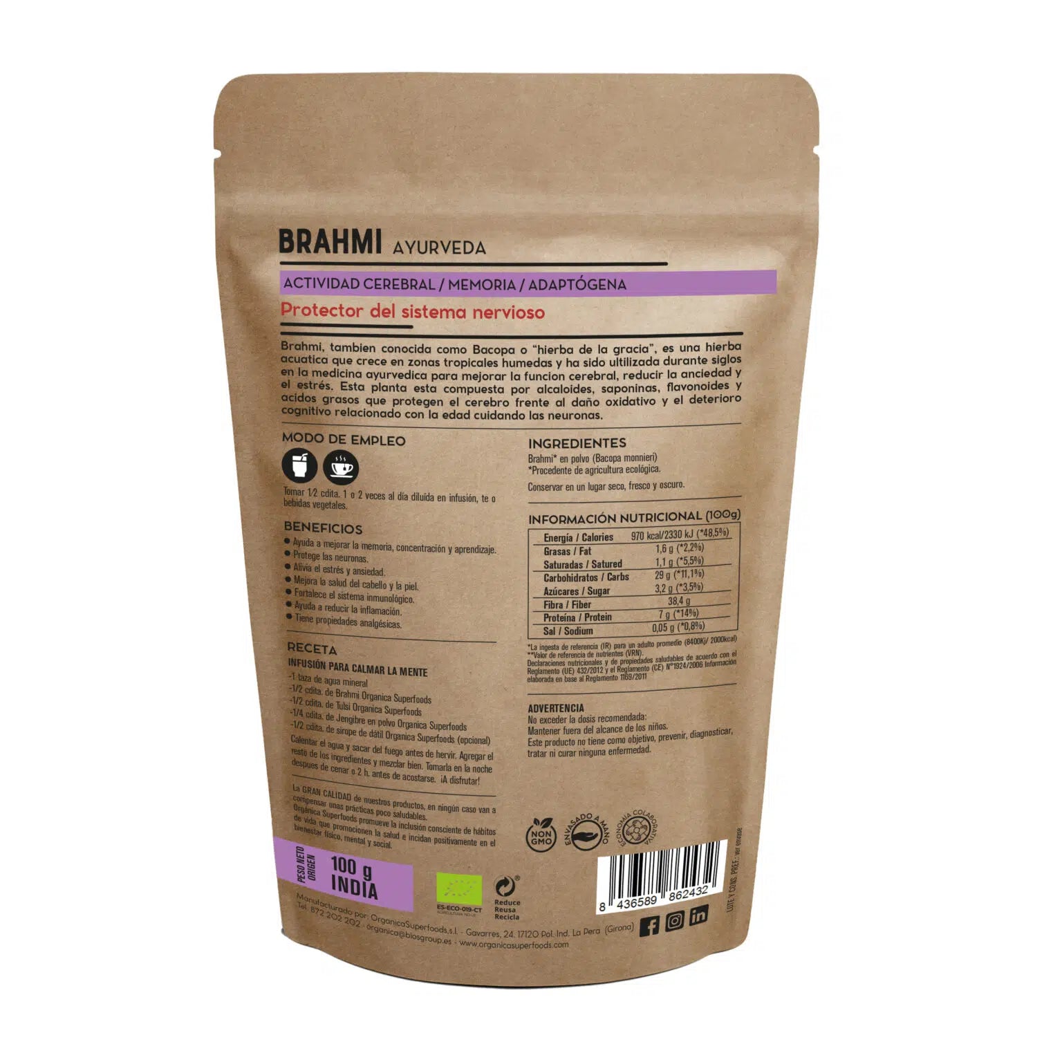 Brahmi en Polvo Ecológico 100gr.