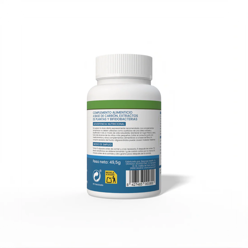 Carbón probiótico 90 cápsulas vegetales de 550mg