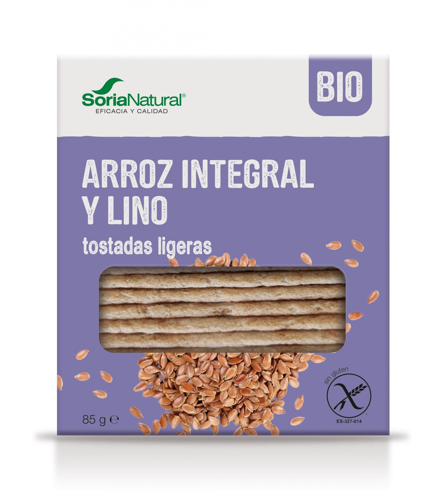 Tostadas ligeras de arroz integral y lino 85gr.