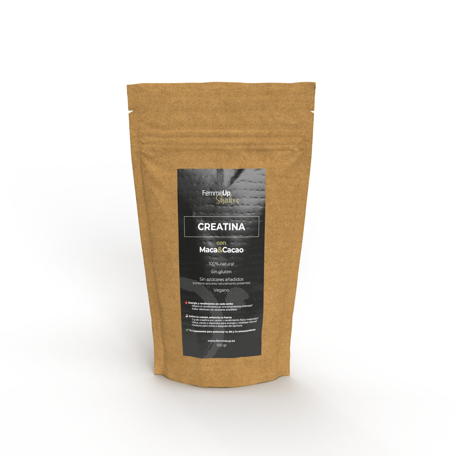 FemmeUp Creatina, Maca, Cacao y Algarroba