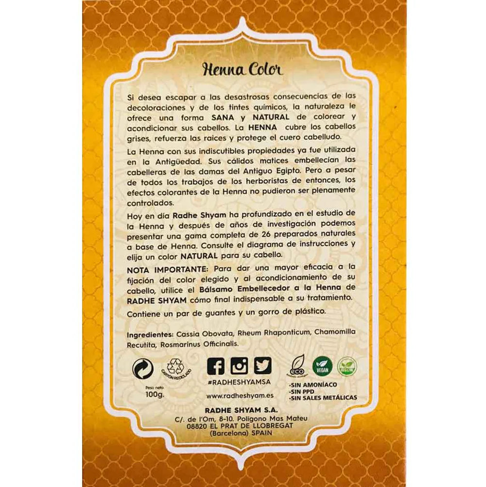 Henna Rubio Dorado Natural en Polvo - Tinte Vegetal 100g