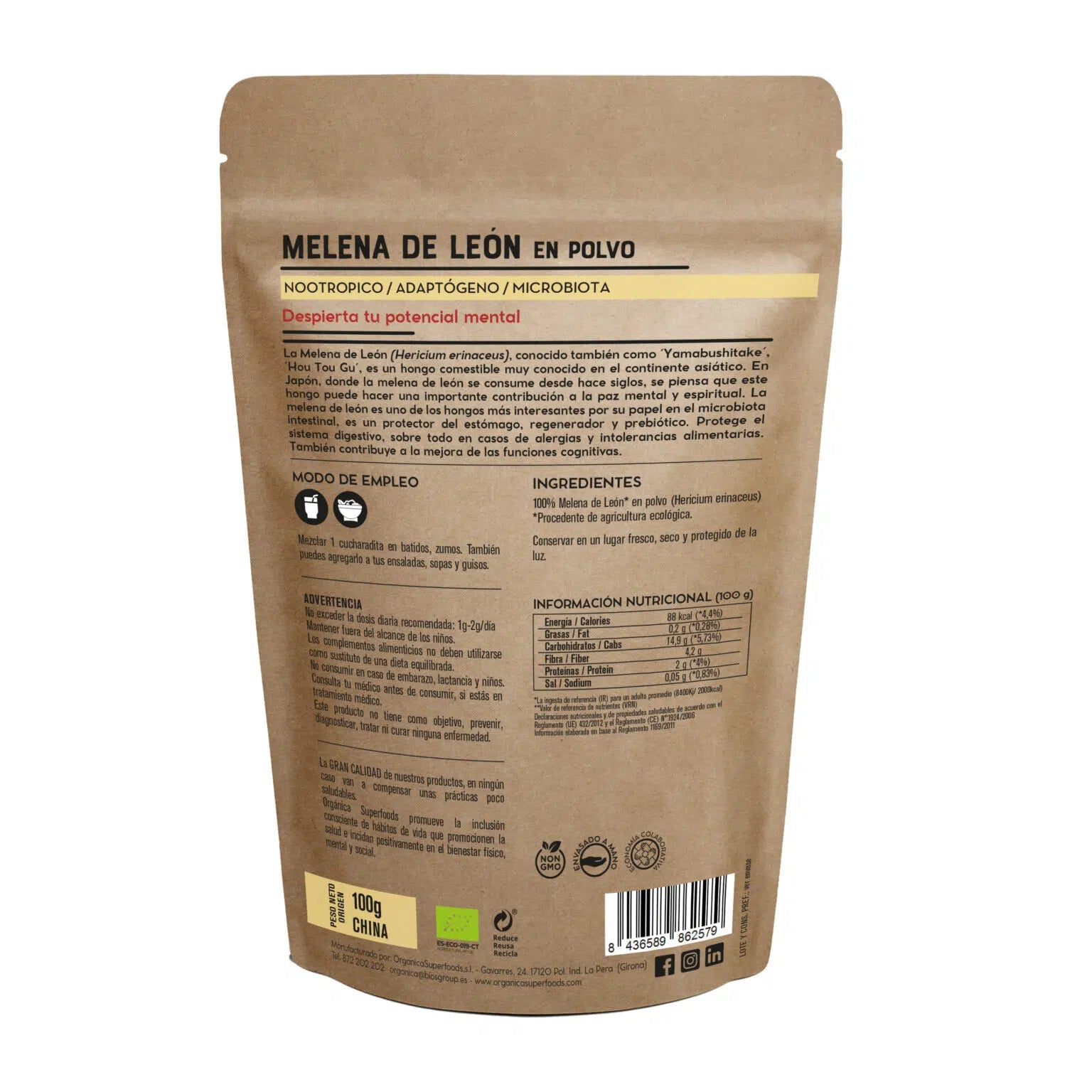 Melena De Leon en Polvo Ecológica 100gr.