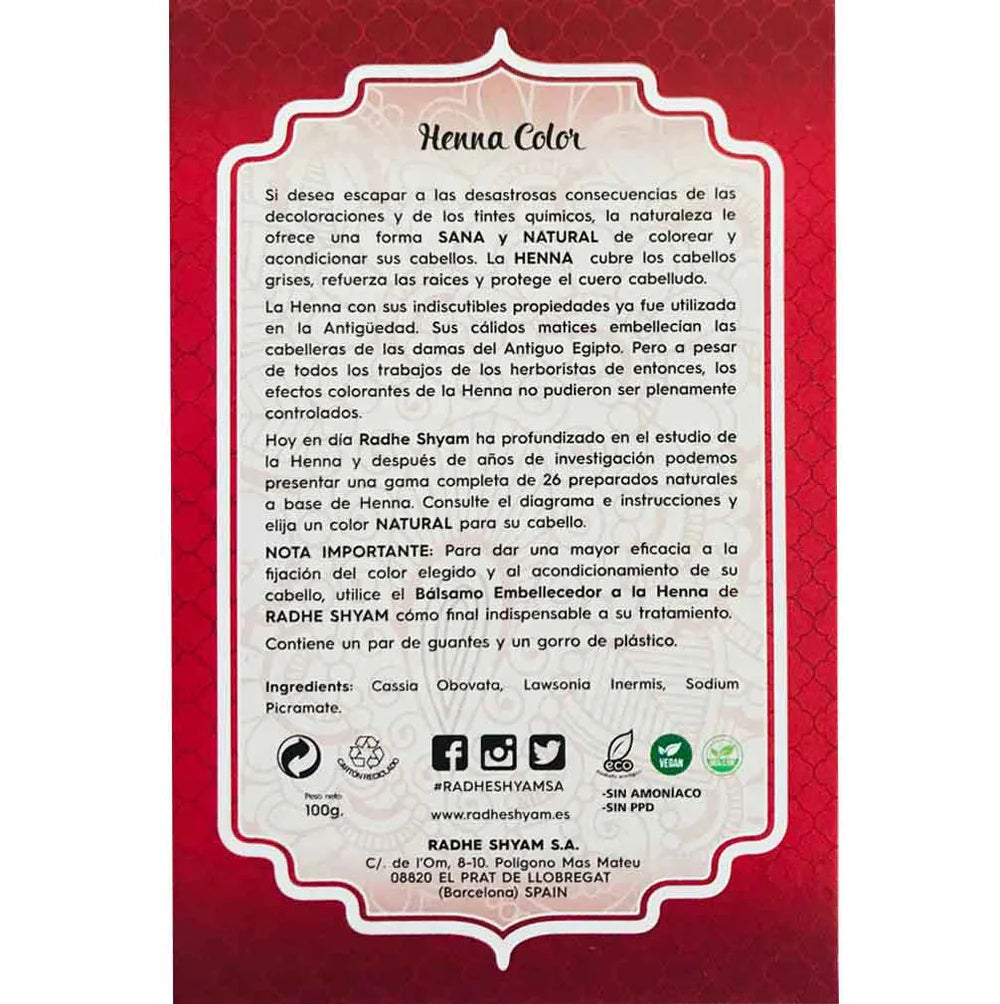 Henna Super Caoba Oscuro Natural en Polvo - Tinte Vegetal 100g