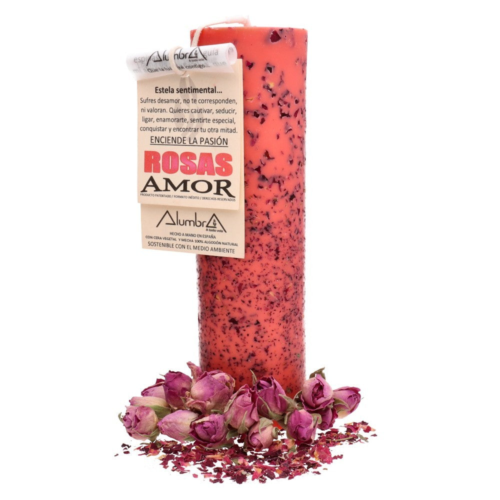 Vela artesanal con rosas - Love