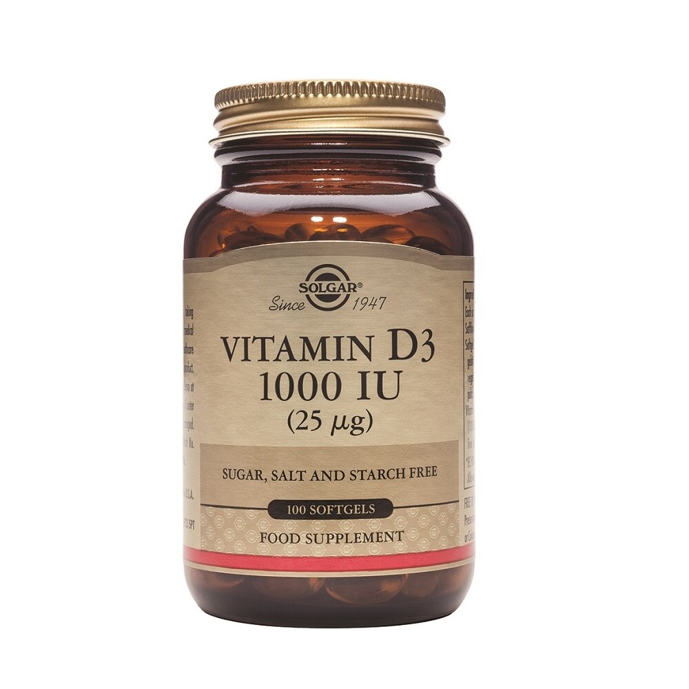Solgar - Vitamina D3 1000 IU 25 μg - 100 cápsulas blandas