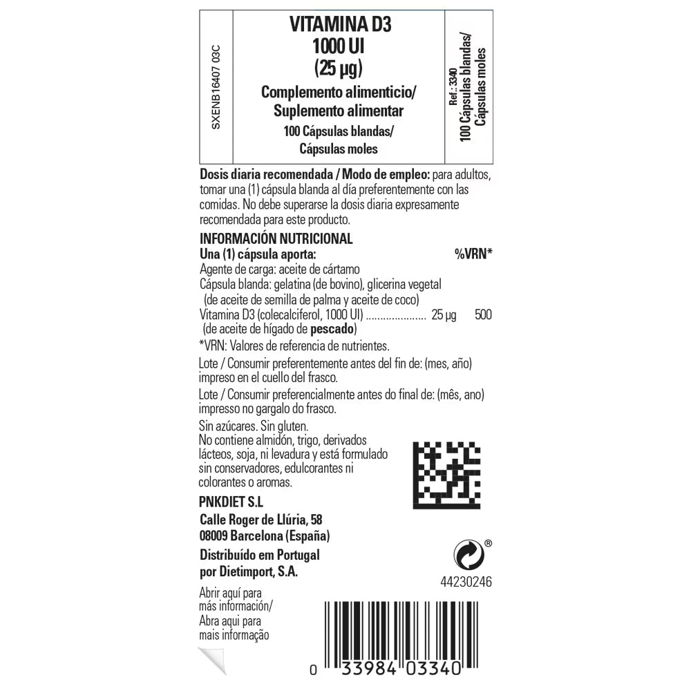 Solgar - Vitamina D3 1000 IU 25 μg - 100 cápsulas blandas
