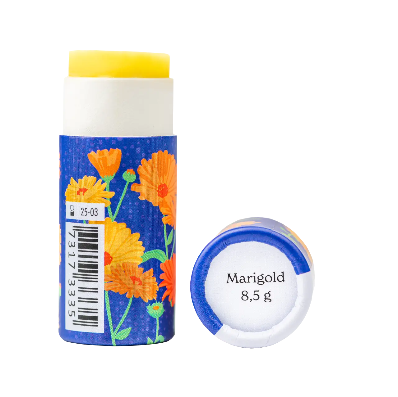 Bálsamo labial de caléndula en envase de papel