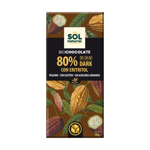 Chocolate vegano 80% con eritritol Bio