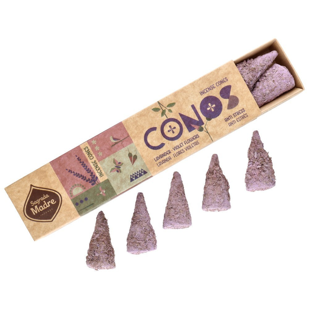 Conos Lavanda y Flores Violetas - Sagrada Madre