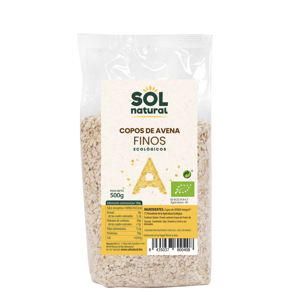 Copos de avena finos bio 500g