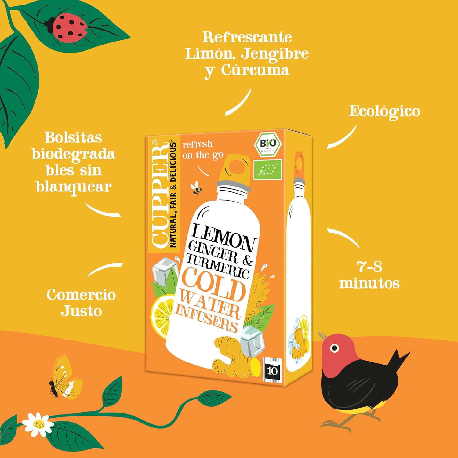 Infusión fría eco con limón, jengibre y cúrcuma