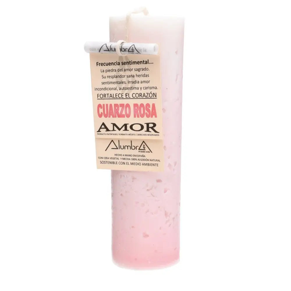 Vela Artesanal de Cuarzo Rosa