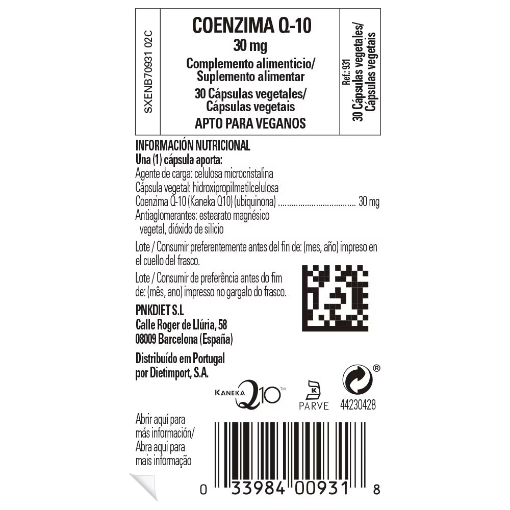 Coenzima Q-10 30 mg - 30 cápsulas vegetales