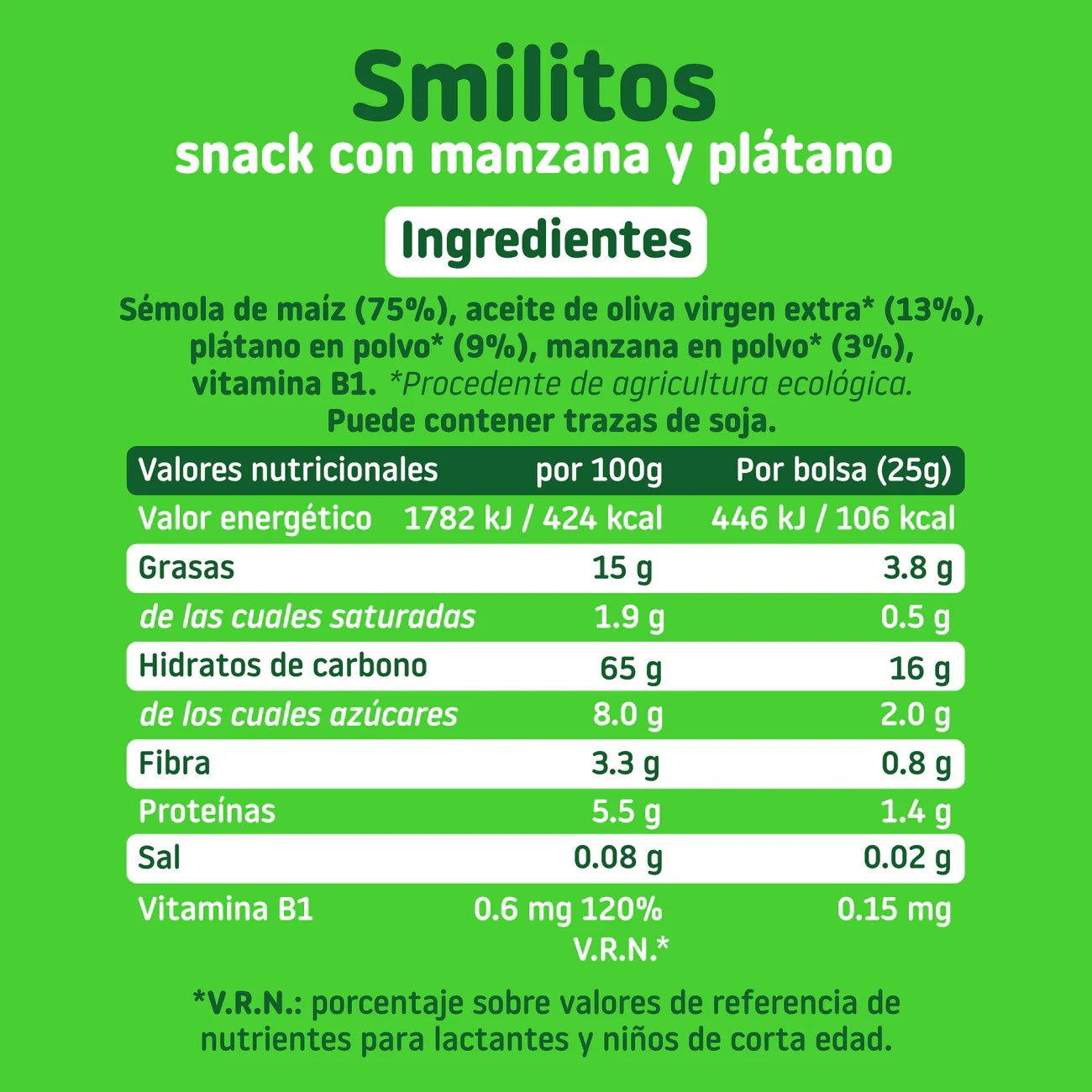Smilitos con Manzana y Platano Bio 26gr.