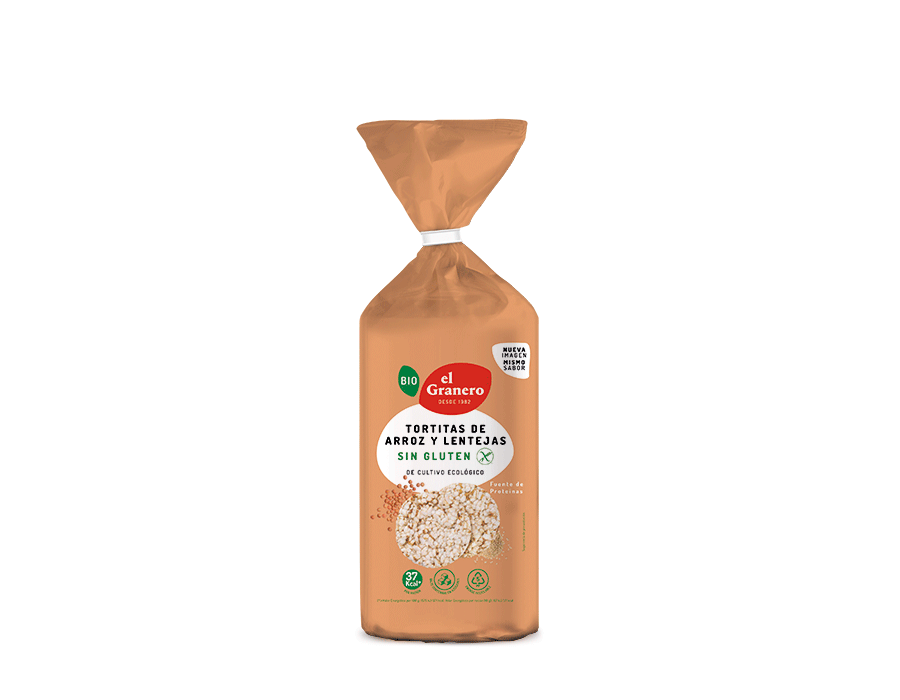 Tortitas de Arroz y Lentejas sin Gluten Bio 115g.